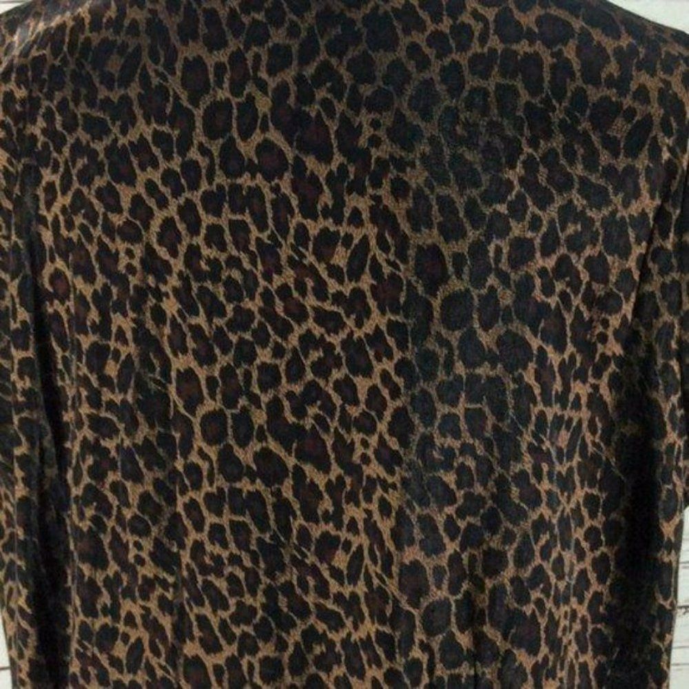 Studio C Plus Blouse Cheetah Print Button Up Down… - image 5